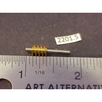 2201-5 -HO (CIL, etc.), brass worm gear, 1/16 diam shaft; 13/16L shaft; 1/16 space - Pkg. 1